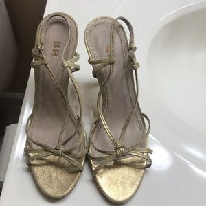 BP Dazzle Gold Strappy Heels Size 6